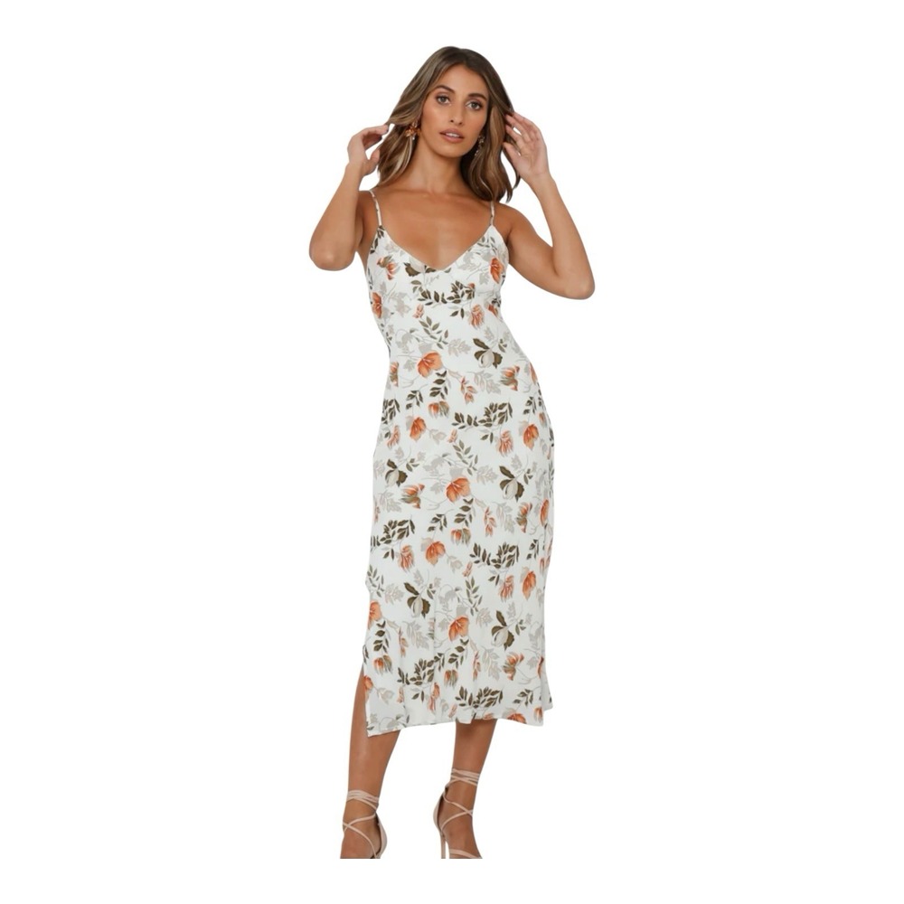 Ohh Polly Flora Midi Strappy Dress Slit Summer Love At‎ First Sight Size US 6